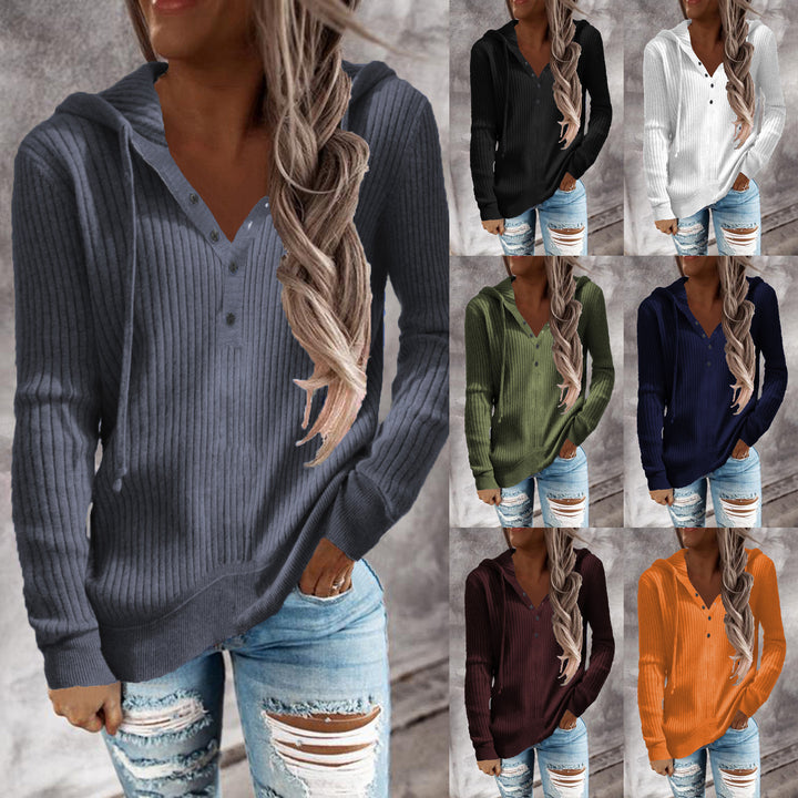 Women's hoodie with structured ribbed design and practical buttons Amarae
