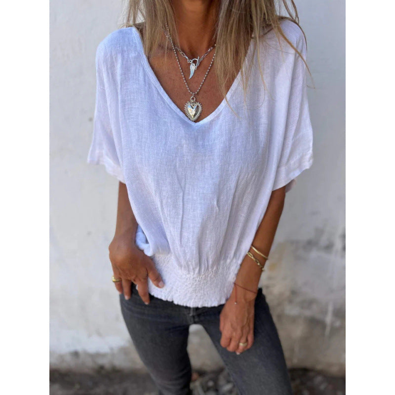 Lady casual top with elastic hem Amarae