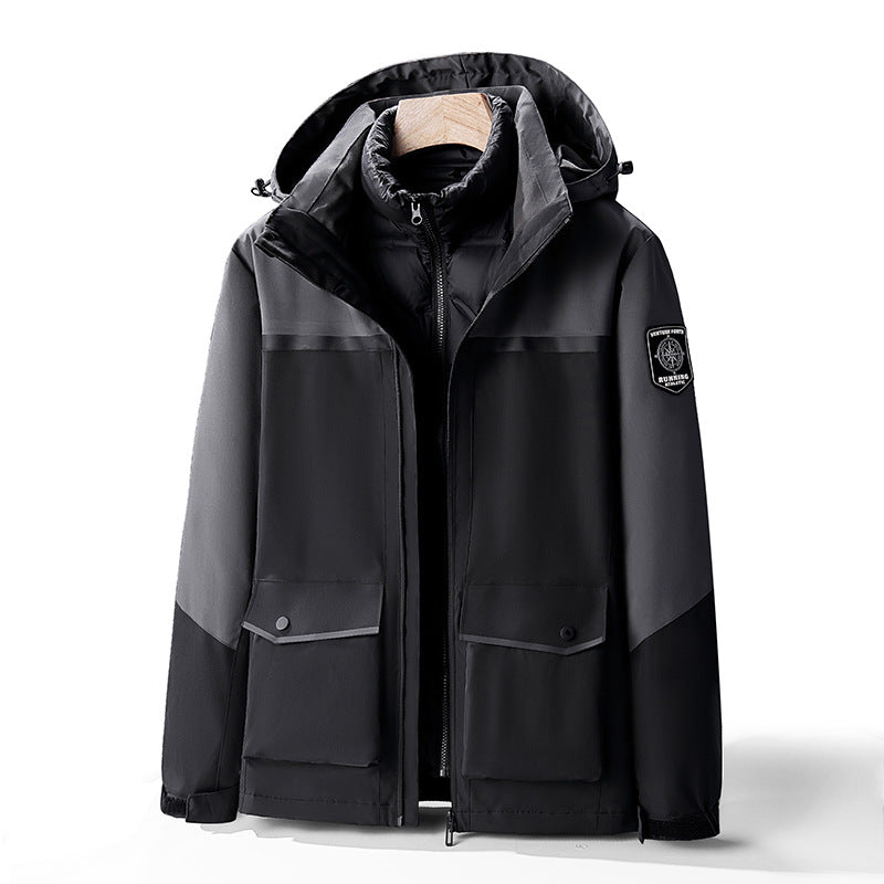 Men's two-layer weather parka with removable insulation inner jacket and utility pockets Amarae