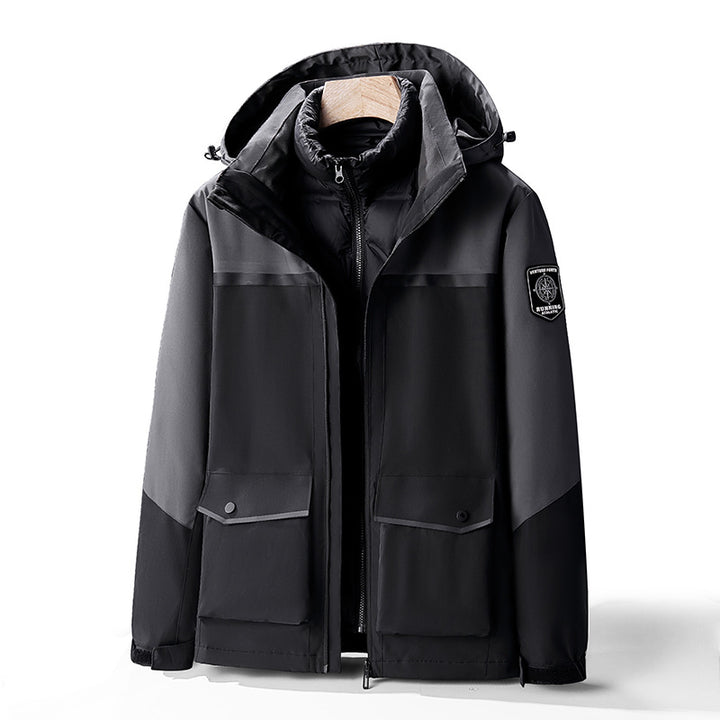 Men's two-layer weather parka with removable insulation inner jacket and utility pockets Amarae