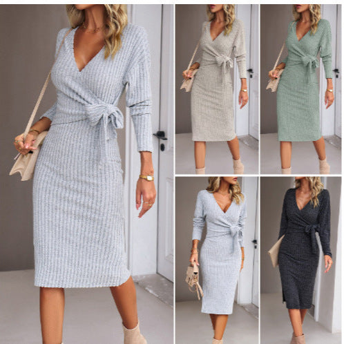 Wrap dress for women with V-neck and elegant waist Amarae