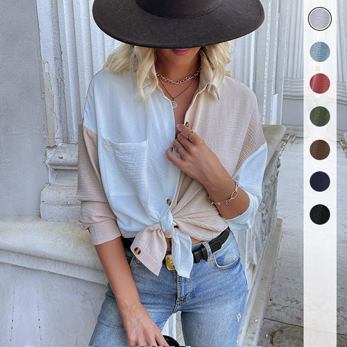 Chemise blouse oversize pour femmes avec deux designs de couleur et détails de boutons à la mode Chic & Stil