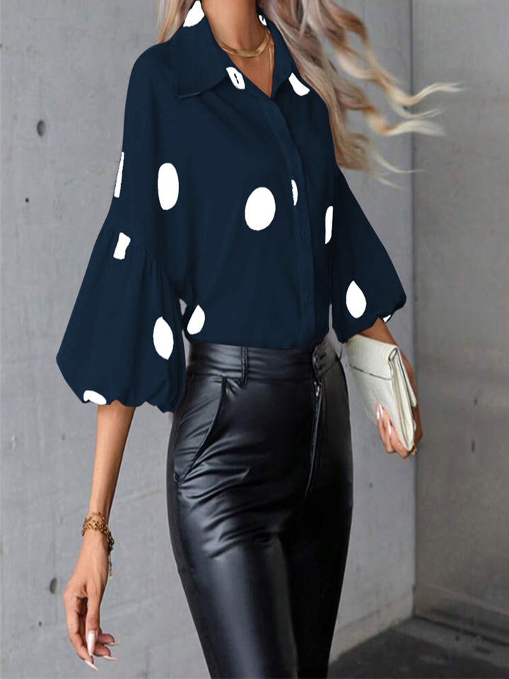Women's blouse with a polka dot pattern all over and voluminous sleeves Lune London