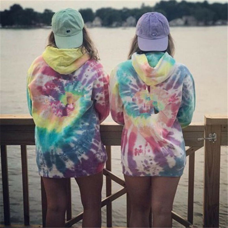 Colorful tie-dye design hoodie for women Lune London