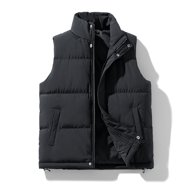 Men's Padded Quilted Vest with Stand-Up Collar and Two-Way Zipper Amarae
