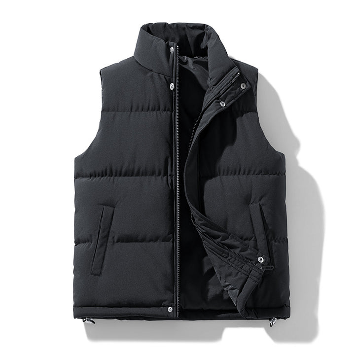Men's Padded Quilted Vest with Stand-Up Collar and Two-Way Zipper Amarae