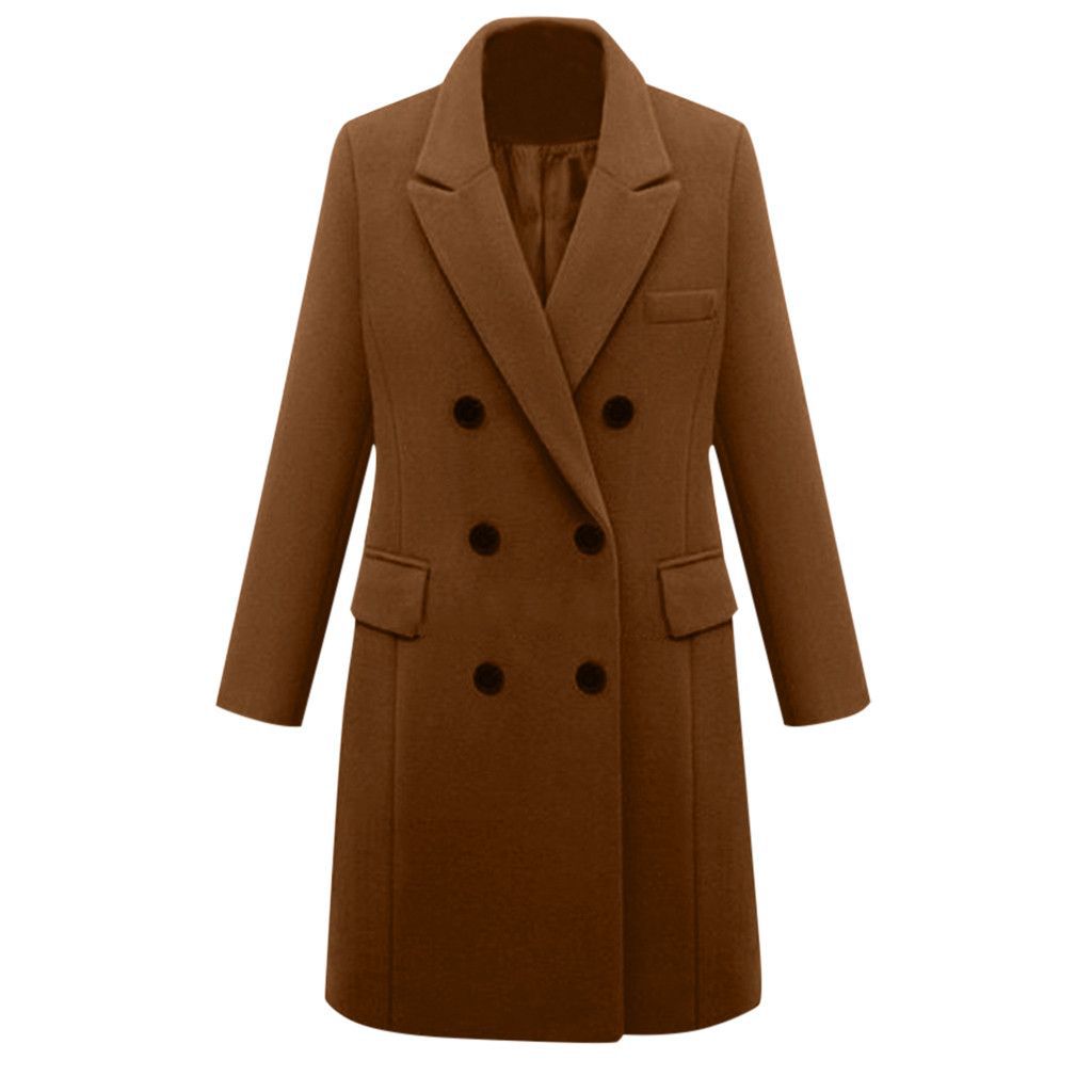 Elegant wool coat for women with double-breasted buttons and pockets Amarae