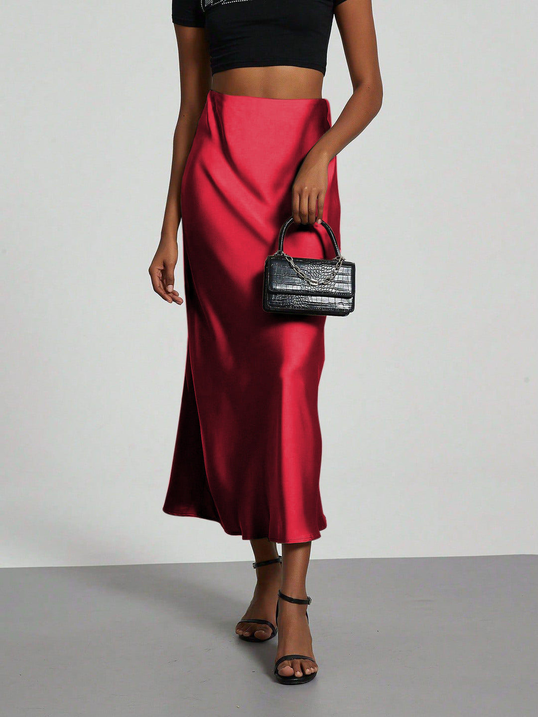 Women Elegant and flowing Satin Maxi Skirts Lune London
