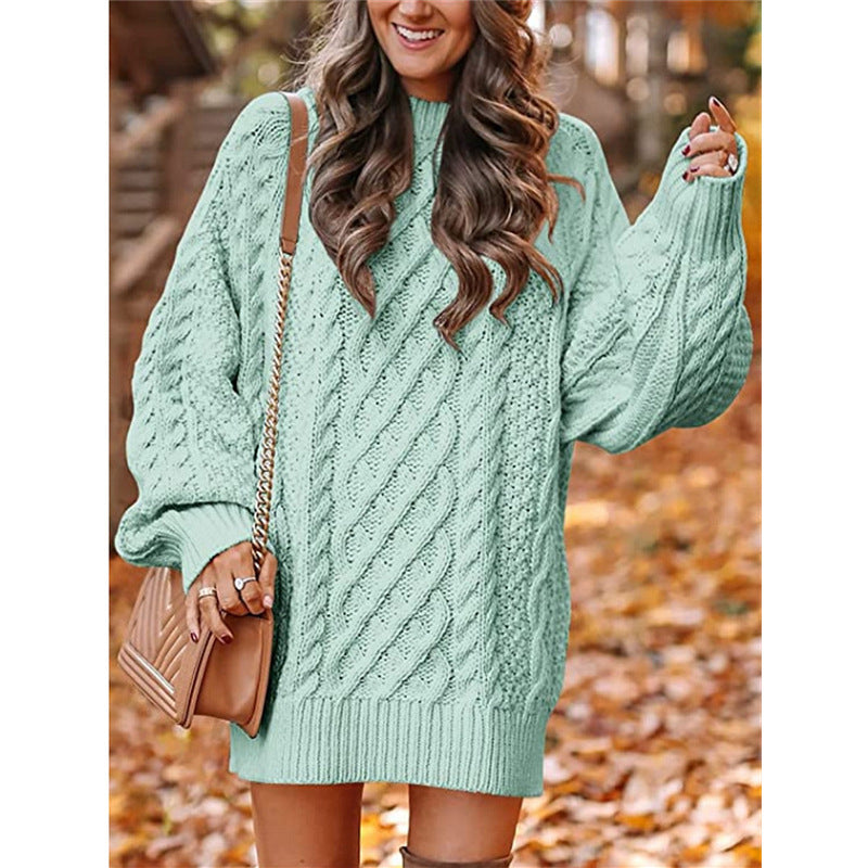 Ladies chunky knit sweater with twisted pattern Lune London
