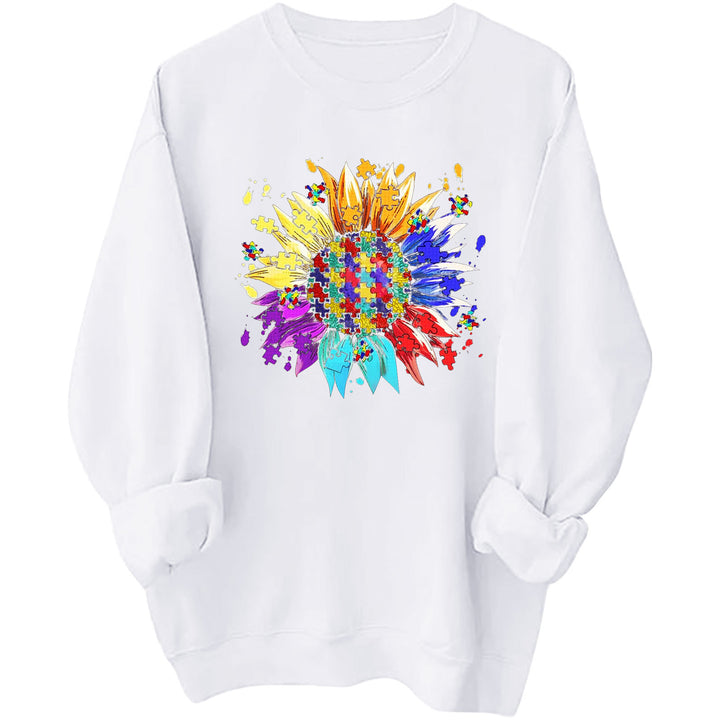 Sweatshirt pour femmes avec un design créatif de fleur de puzzle et une coupe confortable Chic & Stil