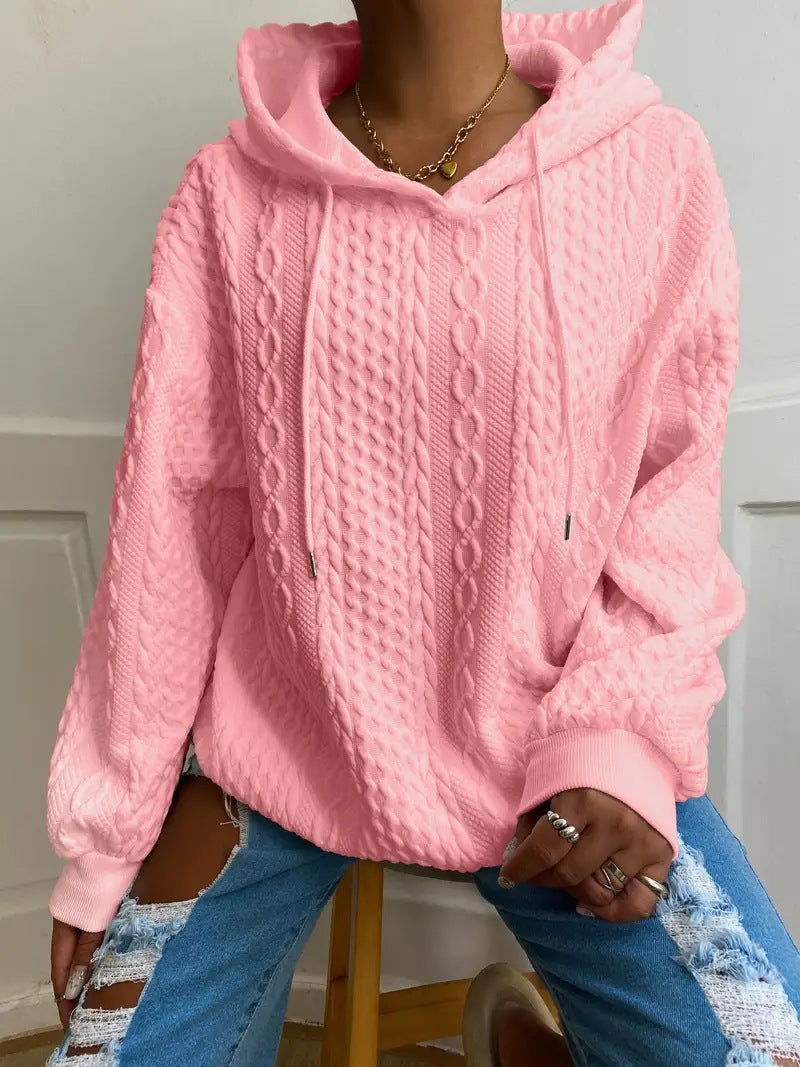 Ladies comfortable hoodie with chic and stylish textured knit design