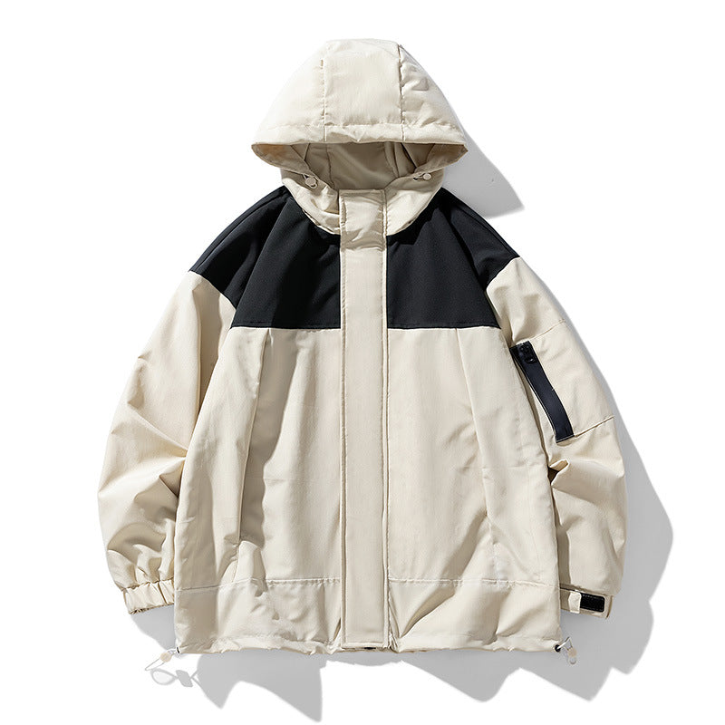 Functional jacket for men with innovative design of hood and breathable inserts Lune London