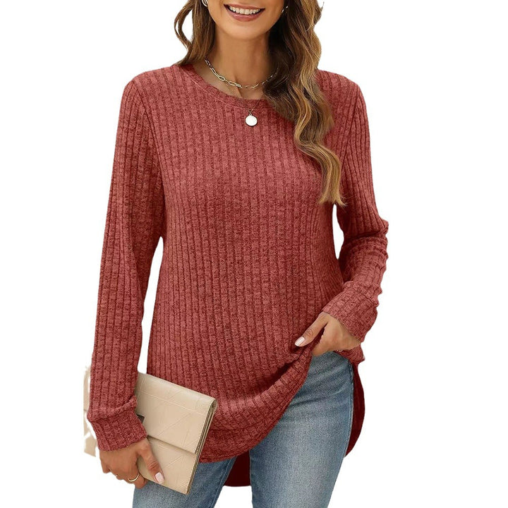 Amarae Women's Casual Long Sleeve Structured Knit T-Shirt