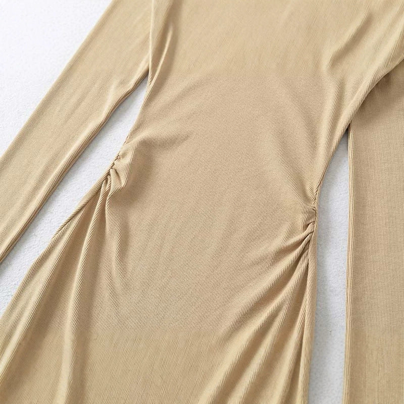 Ladies fitted midi dress with heart-shaped neckline and long sleeves Amarae