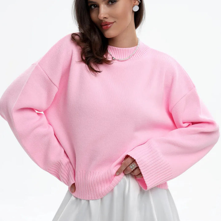 Ladies Comfortable Sweater with Oversized Cut and Ribbed Details Lune London