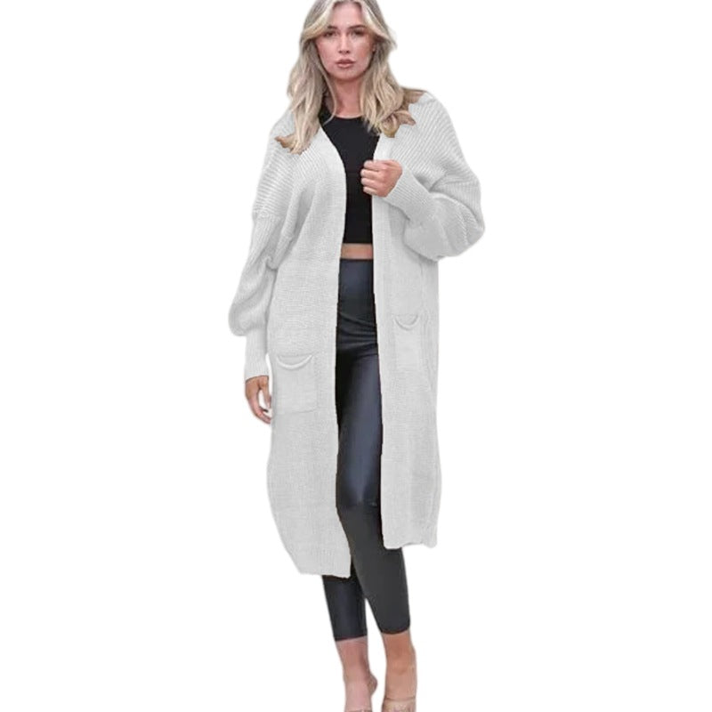 Cardigan en tricot épais pour femmes avec poches ouvertes et design décontracté Chic & Stil