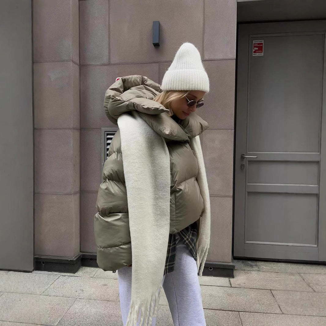 Women's oversized down jacket with high collar and voluminous sleeves Lune London