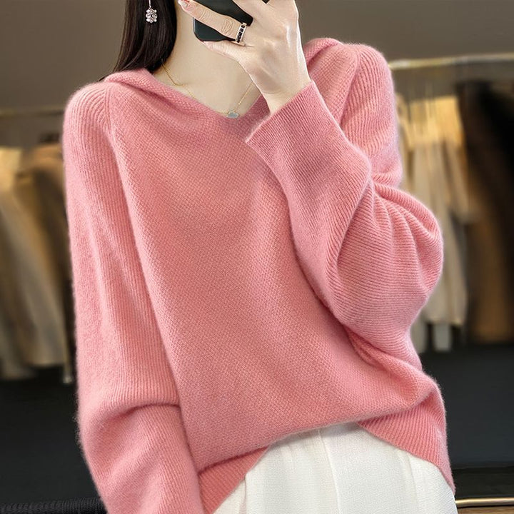 Pull femme à col en V en matériau doux Chic & Stil