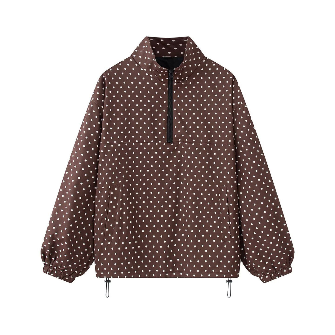 Women's Water-Repellent Oversized Anorak with Half Zipper and Kangaroo Pocket Amarae