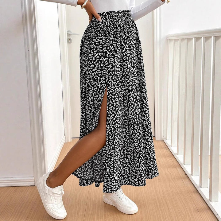 Lune London Women's maxi skirt with floral pattern and side slit