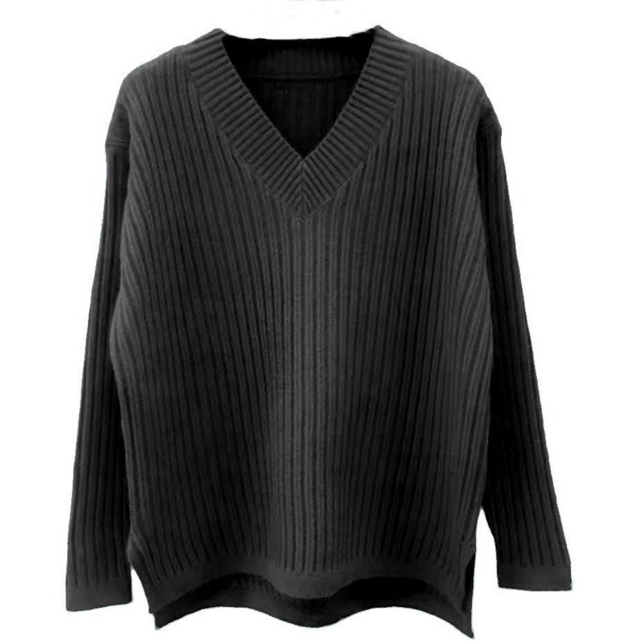 Knit V neck sweater for women with a fine ribbed structure and a relaxed fit Lune London
