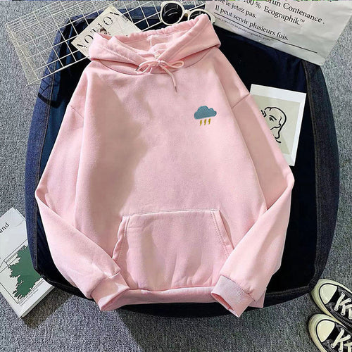 Ladies hoodie with creative cloud design Chic & Stil