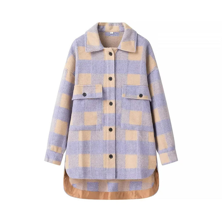 Veste en flanelle surdimensionnée pour femme à motif à carreaux Chic & Stil