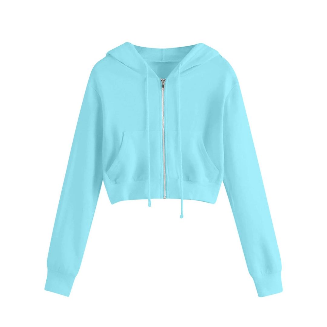 Women's cropped hoodie jacket with zipper and kangaroo pocket Chic & Stil
