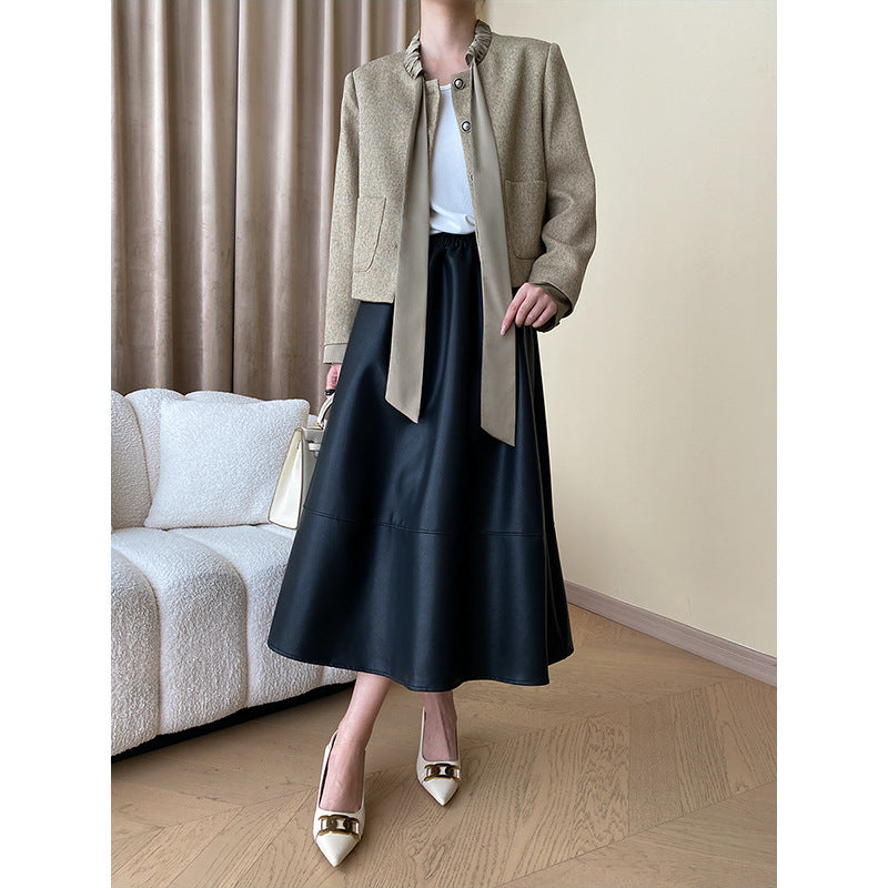 Ladies Stylish Jacket with Decorative Collar and Snap Button Closure
