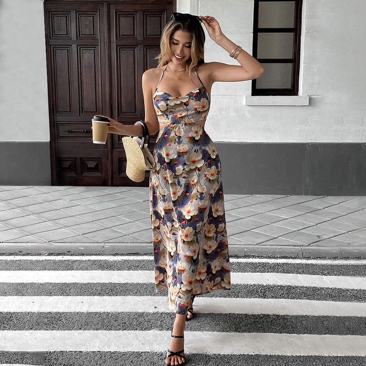 Robe maxi pour femme avec design floral et haut sans bretelles Chic & Stil