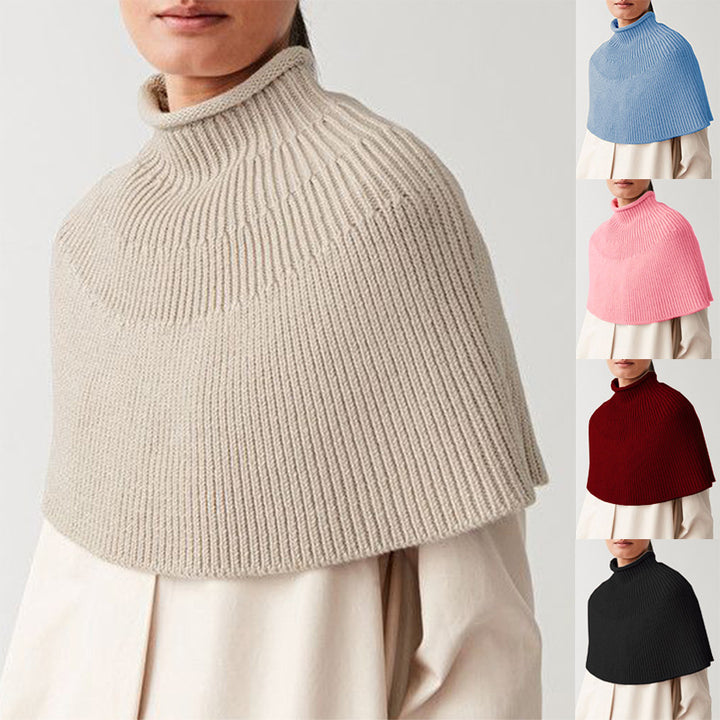 Women knitted cape with high collar Lune London