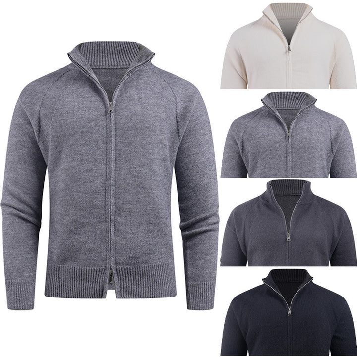 High-quality knit jacket for men with modern zip and stand-up collar Lune London