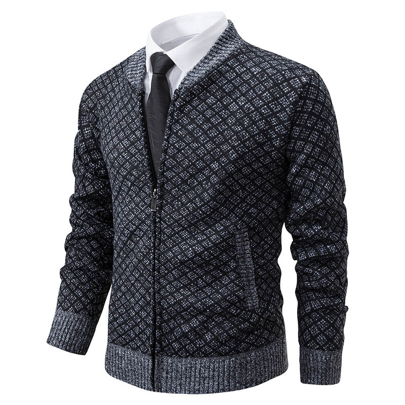Men's knitted jacket with modern zipper and structured design Lune London