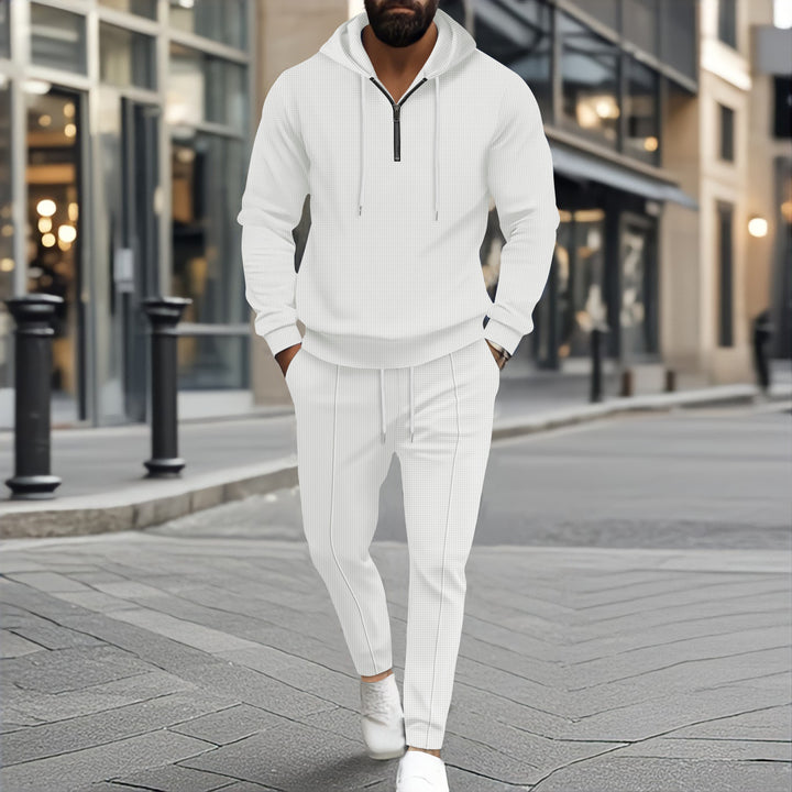Trendy leisure suit for men in breathable cotton with zipper Lune London