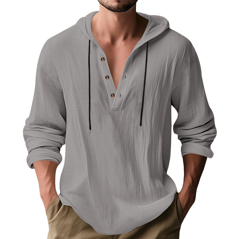 Men's casual hoodie shirt with modern button placket design Amarae