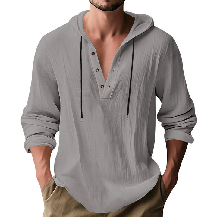 Men's casual hoodie shirt with modern button placket design Amarae