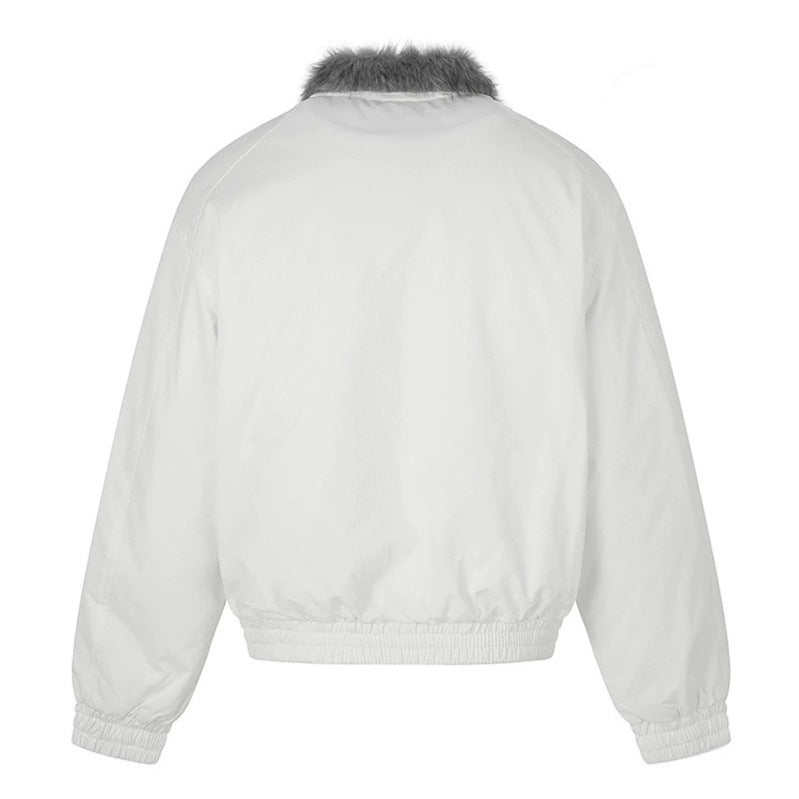 Women’s cropped bomber jacket with faux fur collar and elastic waistband Amarae