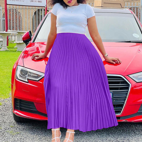Pleated maxi skirt for women with elastic waistband and beautiful drape of pleats Amarae