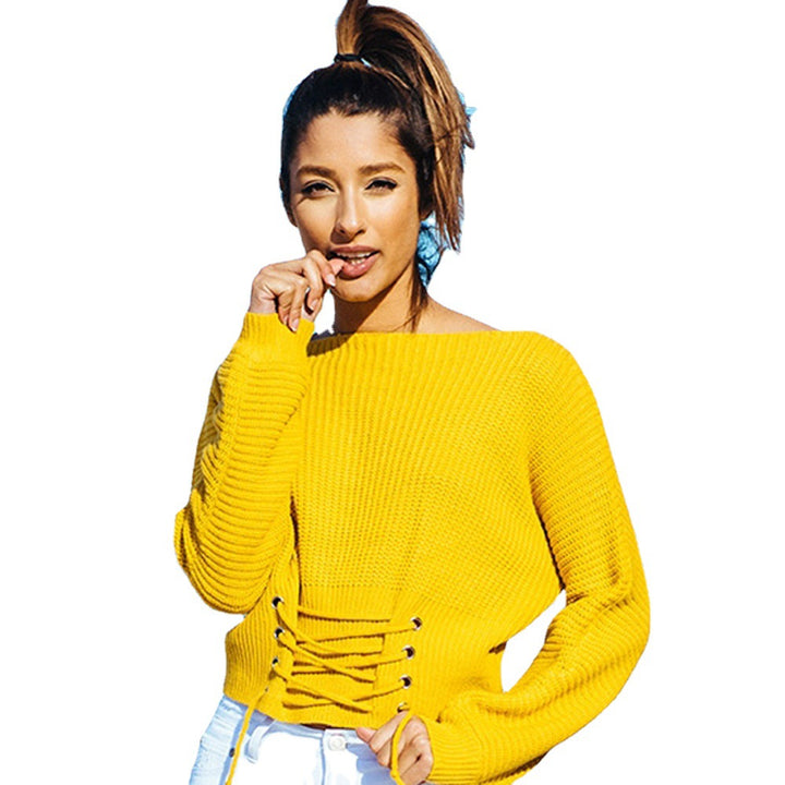 Women's knitted sweater with drawstrings and loose fit Lune London