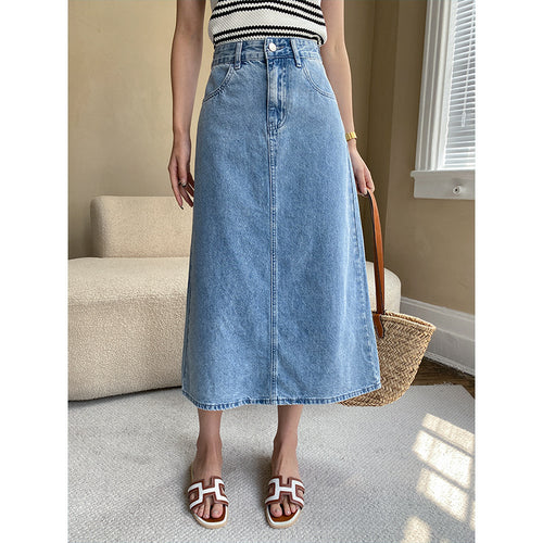 Ladies Elegant Long Denim Skirt Chic & Stil