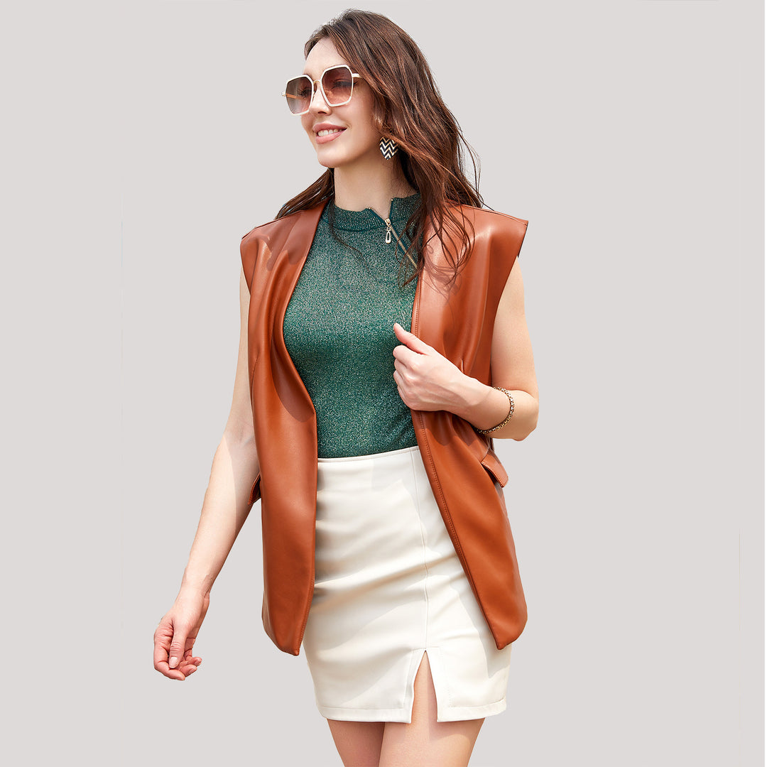 Transitional women's leather vest in high quality Amarae