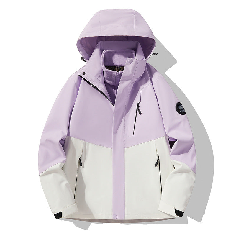 Men's three-layer breathable softshell trekking jacket with integrated fleece collar and adjustable hood Amarae
