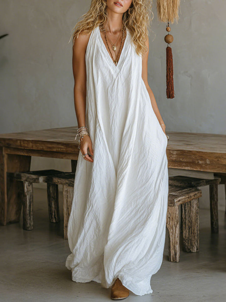Lune London | Women's White Loose Idle Long Slip Nightgown Casual Comfortable Outerwear Homewear