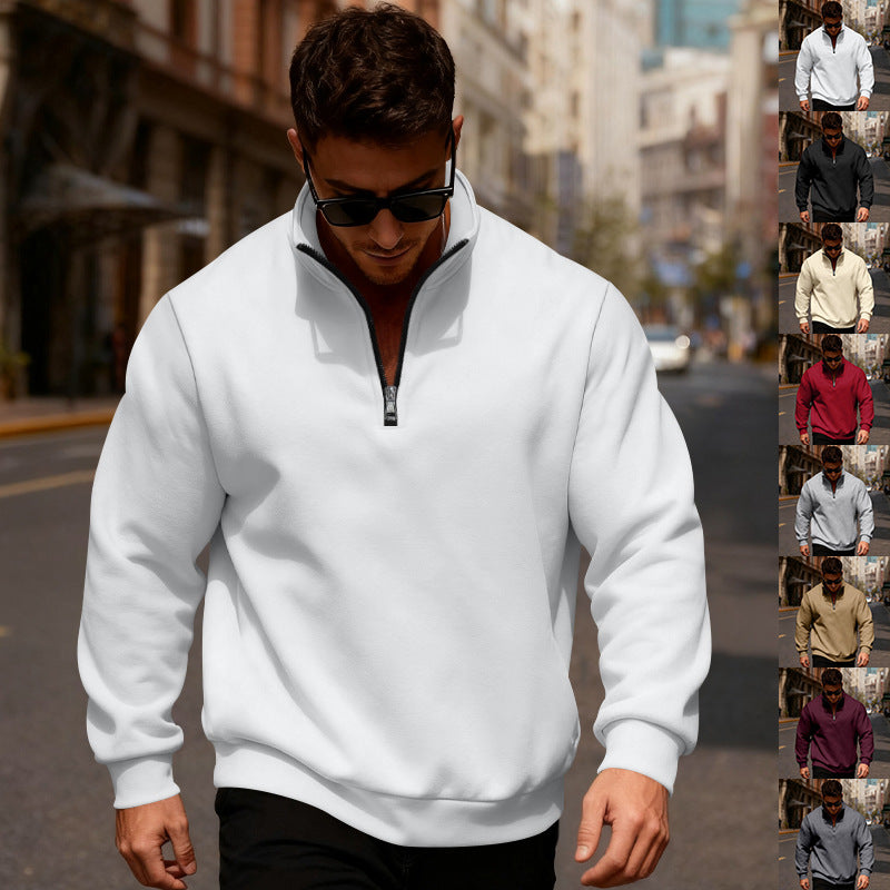 Sporty sweater for men with high collar and half-zip Lune London