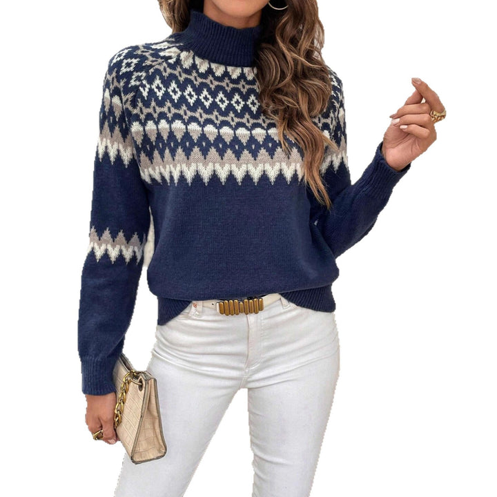 Lune London Women's High-Neck Sweater with Winter Pattern
