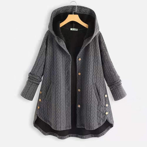 Veste à capuche décontractée pour femmes avec fermeture à boutons et poches Chic & Stil