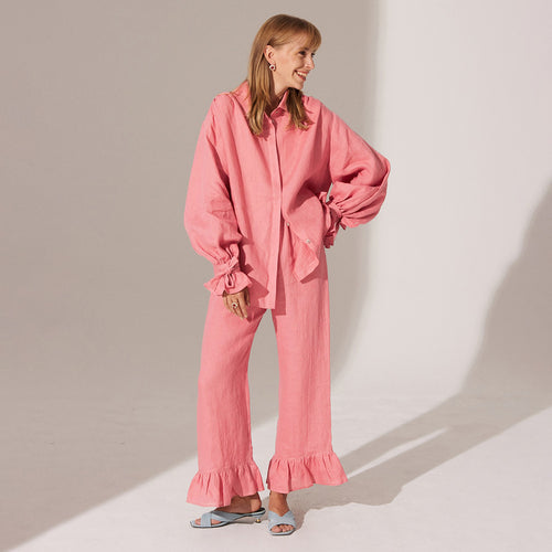 Casual linen set for women with ruffle details Amarae
