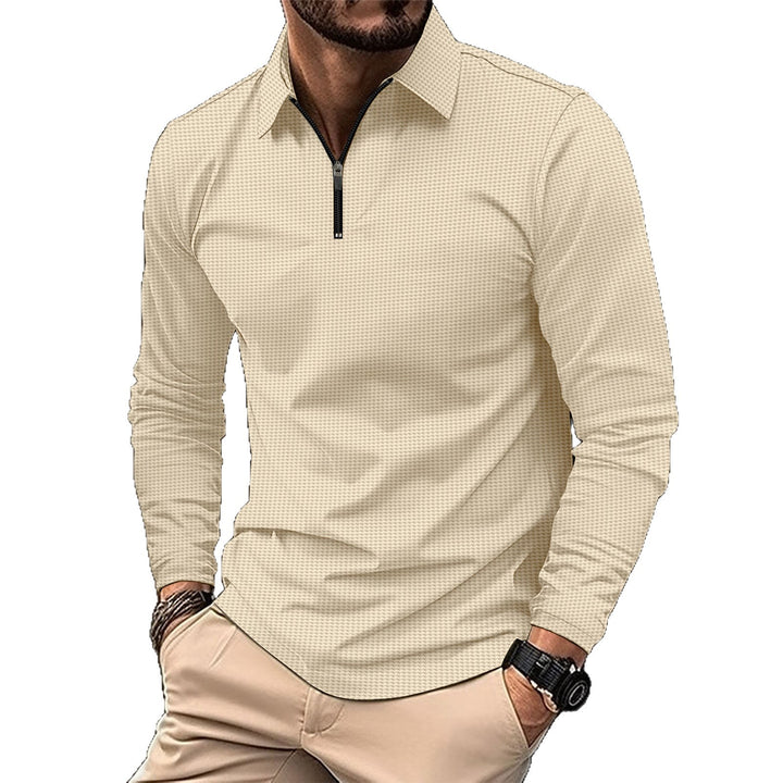 Men's elegant long sleeve shirt with innovative zipper closure and textured top Lune London