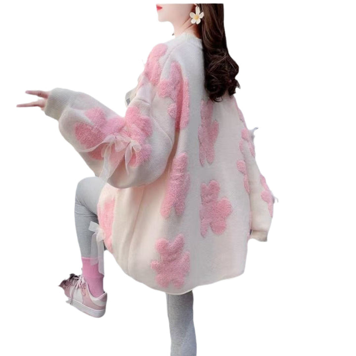 Ladies plush sweaters with playful bear appliqués and charming bows Lune London