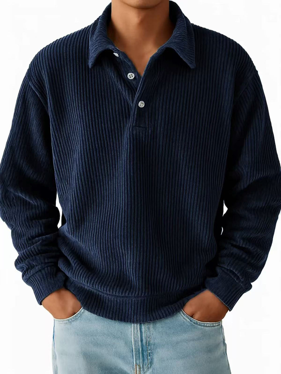 Men's polo with ribbed texture and classic collar Lune London